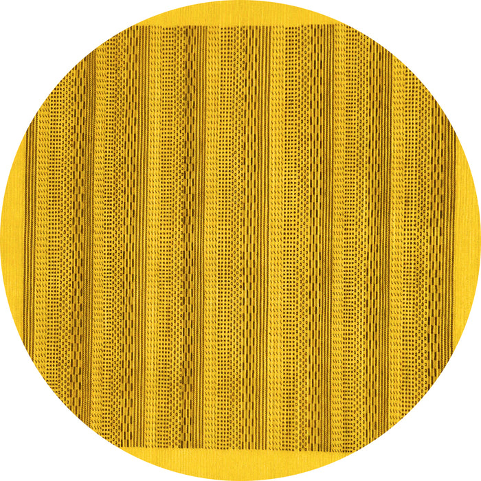 Round Machine Washable Abstract Yellow Modern Rug, wshabs198yw