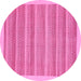 Round Machine Washable Abstract Pink Modern Rug, wshabs198pnk