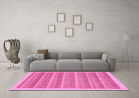 Machine Washable Abstract Pink Modern Rug, wshabs198pnk