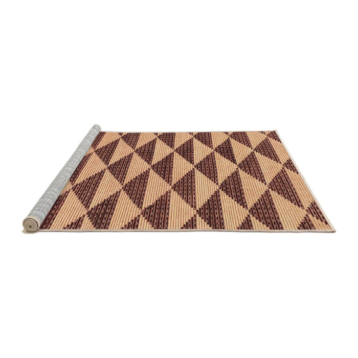 Sideview of Machine Washable Abstract Brown Red Rug, wshabs199