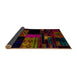 Sideview of Abstract Dark Brown Patchwork Rug, abs1990