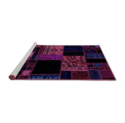 Sideview of Machine Washable Patchwork Purple Transitional Area Rugs, wshabs1990pur
