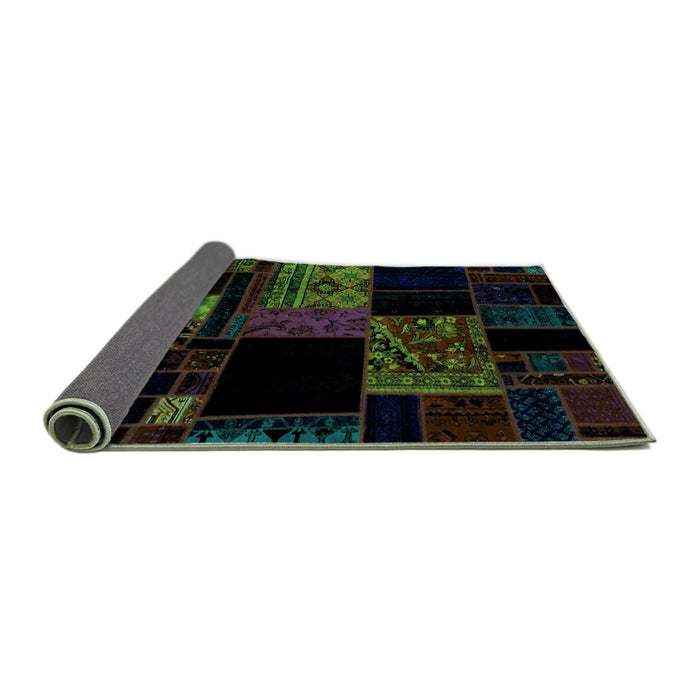 Sideview of Patchwork Turquoise Transitional Rug, abs1990turq