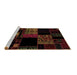 Sideview of Machine Washable Patchwork Brown Transitional Rug, wshabs1990brn