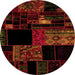 Round Patchwork Orange Transitional Rug, abs1990org