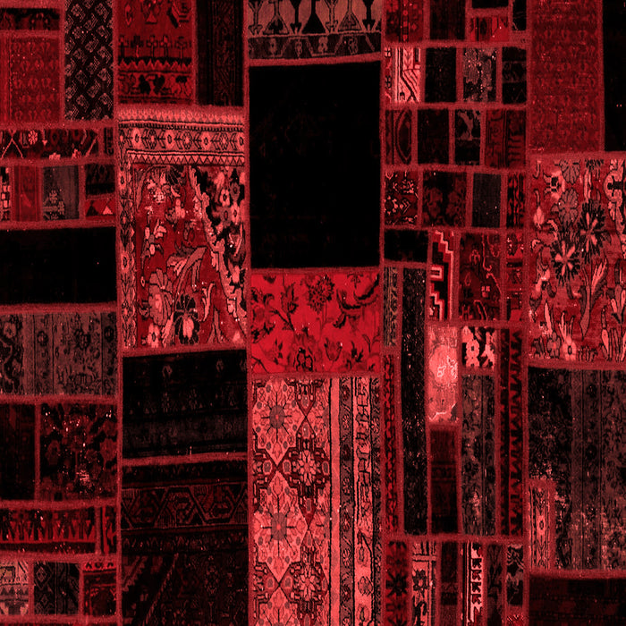 Machine Washable Patchwork Red Transitional Rug, wshabs1990red