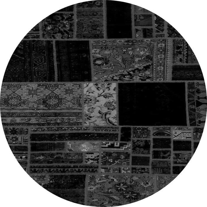 Round Patchwork Gray Transitional Rug, abs1990gry