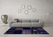 Machine Washable Patchwork Blue Transitional Rug in a Living Room, wshabs1990blu