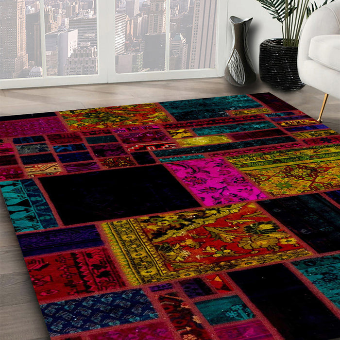 Machine Washable Abstract Dark Brown Rug in a Family Room, wshabs1990