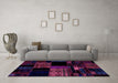 Machine Washable Patchwork Purple Transitional Area Rugs in a Living Room, wshabs1990pur