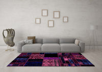 Machine Washable Patchwork Purple Transitional Rug, wshabs1990pur