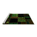 Sideview of Machine Washable Patchwork Green Transitional Area Rugs, wshabs1990grn