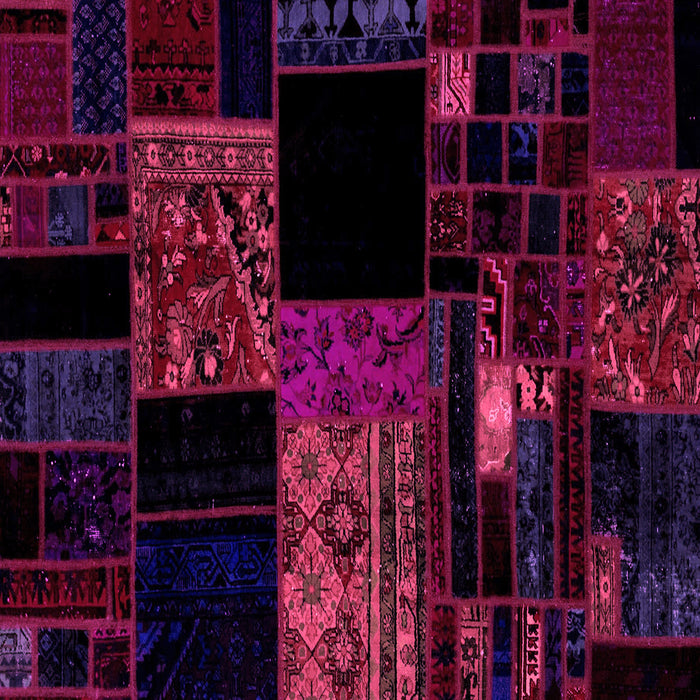 Square Machine Washable Patchwork Pink Transitional Rug, wshabs1990pnk