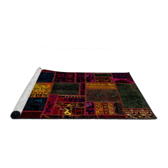 Sideview of Machine Washable Abstract Bakers Brown Rug, wshabs1991