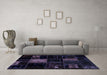 Machine Washable Patchwork Blue Transitional Rug in a Living Room, wshabs1991blu