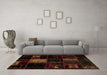 Machine Washable Patchwork Brown Transitional Rug in a Living Room,, wshabs1991brn