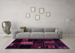 Machine Washable Patchwork Purple Transitional Area Rugs in a Living Room, wshabs1991pur