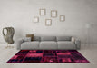 Machine Washable Patchwork Pink Transitional Rug in a Living Room, wshabs1991pnk