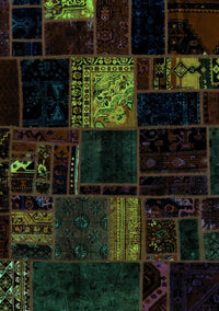 Patchwork Turquoise Transitional Rug, abs1991turq