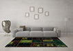 Machine Washable Patchwork Turquoise Transitional Area Rugs in a Living Room,, wshabs1991turq