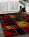 Abstract Bakers Brown Patchwork Rug in Family Room, abs1991