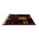 Sideview of Machine Washable Patchwork Brown Transitional Rug, wshabs1991brn