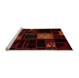 Sideview of Machine Washable Patchwork Orange Transitional Area Rugs, wshabs1991org