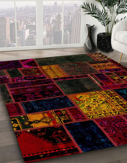 Machine Washable Abstract Bakers Brown Rug in a Family Room, wshabs1991
