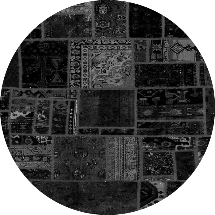 Round Machine Washable Patchwork Gray Transitional Rug, wshabs1991gry