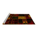 Sideview of Machine Washable Patchwork Yellow Transitional Rug, wshabs1991yw
