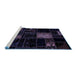 Sideview of Machine Washable Patchwork Blue Transitional Rug, wshabs1991blu