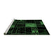 Sideview of Machine Washable Patchwork Emerald Green Transitional Area Rugs, wshabs1991emgrn