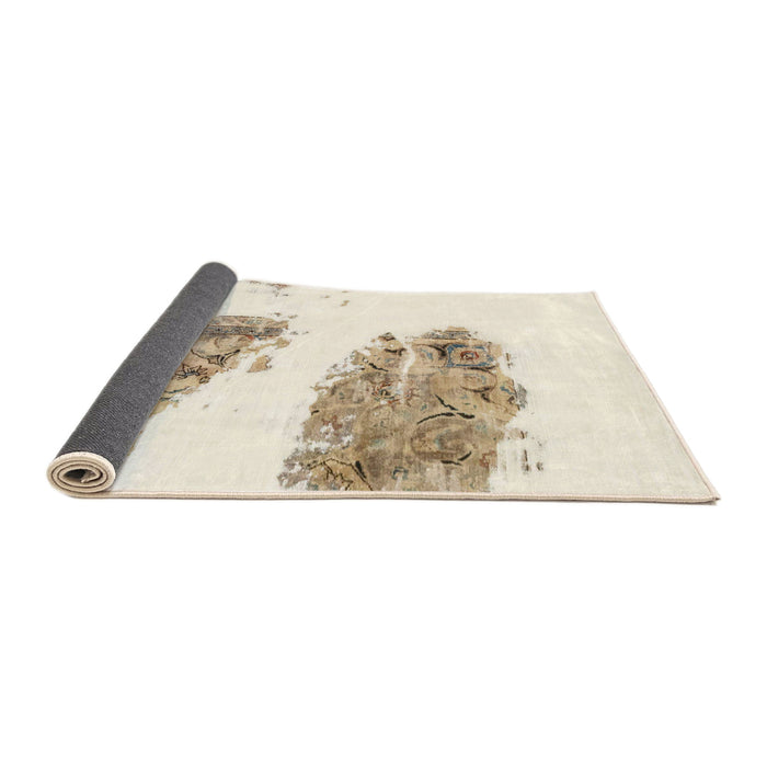 Sideview of Abstract Blanched Almond Beige Modern Rug, abs1992