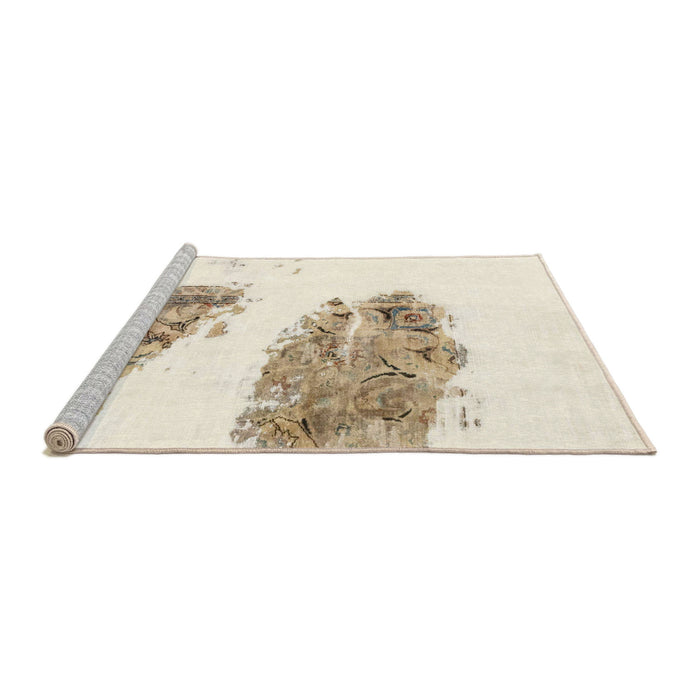 Sideview of Machine Washable Abstract Blanched Almond Beige Rug, wshabs1992