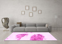 Machine Washable Abstract Pink Modern Rug, wshabs1992pnk