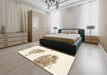 Machine Washable Abstract Blanched Almond Beige Rug in a Bedroom, wshabs1992