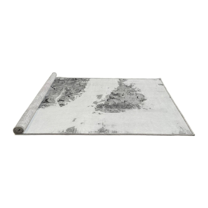 Sideview of Machine Washable Abstract Gray Modern Rug, wshabs1992gry