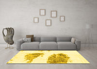 Machine Washable Abstract Yellow Modern Rug, wshabs1992yw