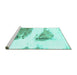 Sideview of Machine Washable Abstract Turquoise Modern Area Rugs, wshabs1992turq