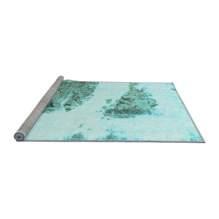 Sideview of Machine Washable Abstract Light Blue Modern Rug, wshabs1992lblu