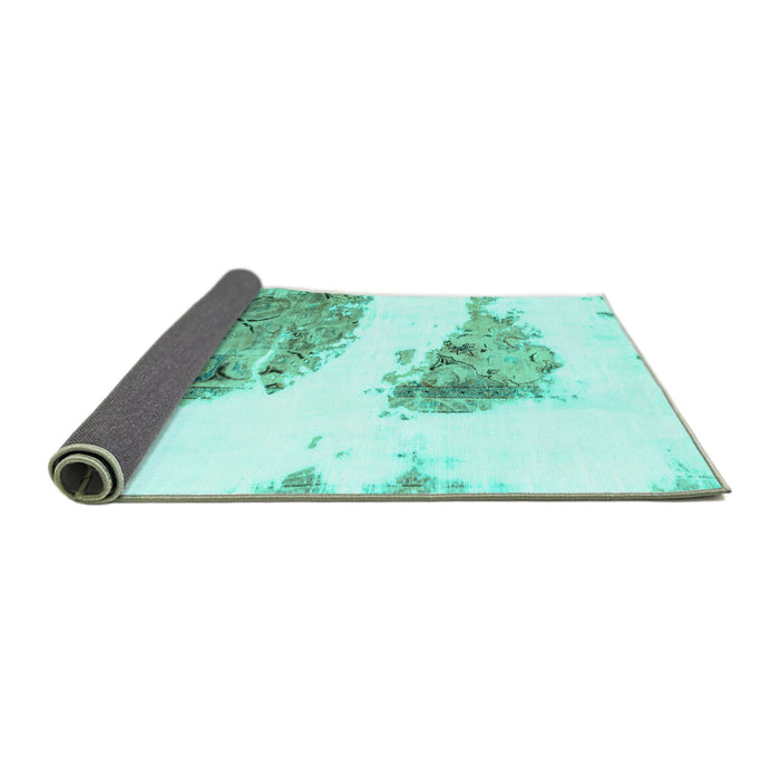 Sideview of Abstract Turquoise Modern Rug, abs1992turq