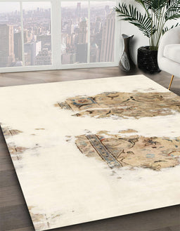 Abstract Blanched Almond Beige Modern Rug in Family Room, abs1992