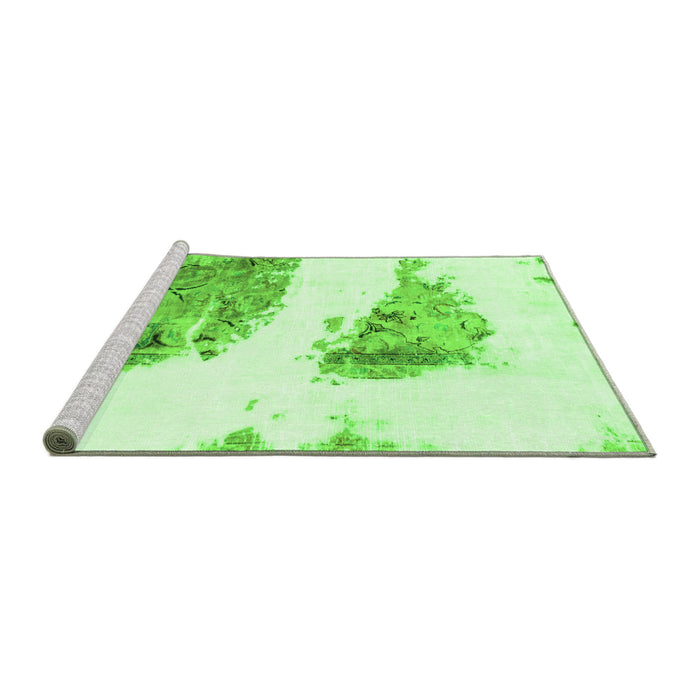 Sideview of Machine Washable Abstract Green Modern Area Rugs, wshabs1992grn