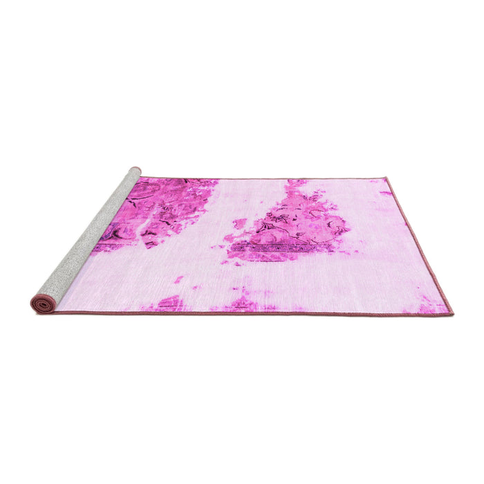 Sideview of Machine Washable Abstract Pink Modern Rug, wshabs1992pnk