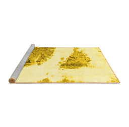 Sideview of Machine Washable Abstract Yellow Modern Rug, wshabs1992yw