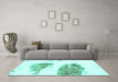 Machine Washable Abstract Turquoise Modern Area Rugs in a Living Room,, wshabs1992turq