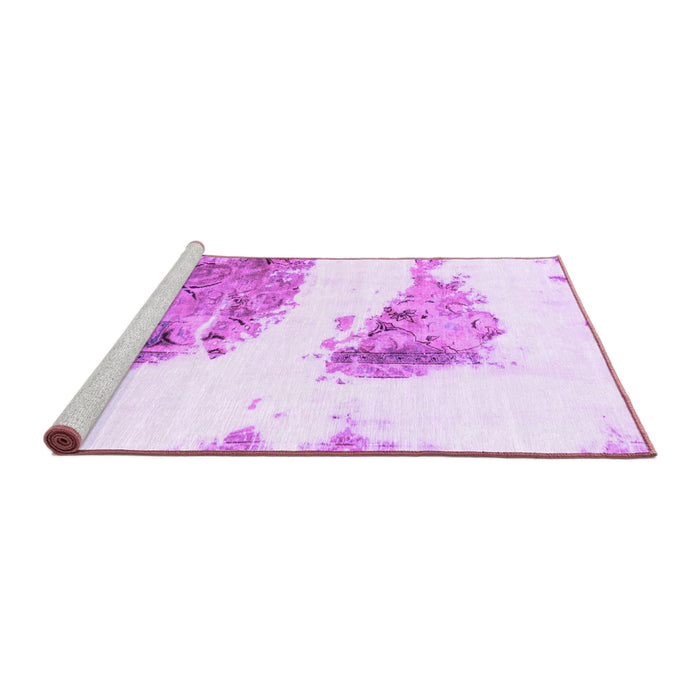 Sideview of Machine Washable Abstract Purple Modern Area Rugs, wshabs1992pur