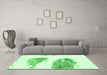 Machine Washable Abstract Emerald Green Modern Area Rugs in a Living Room,, wshabs1992emgrn