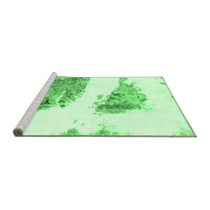Sideview of Machine Washable Abstract Emerald Green Modern Area Rugs, wshabs1992emgrn