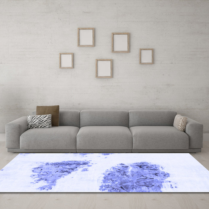 Machine Washable Abstract Blue Modern Rug in a Living Room, wshabs1992blu